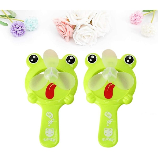 2-pack Mini Groddformad Portabel Kylfläkt för Utomhusbruk Barn Utan Batteri Present (Grön)