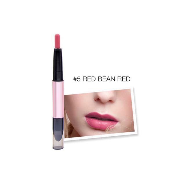 Dobbelthodet matt lipgloss leppestift langvarig vanntett leppestift 5#