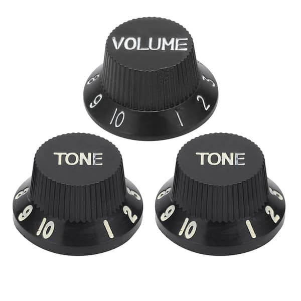 3 stk. Guitar Kontrolknap 1 Lydstyrke 2 Tone Pasform Top ABS Sæt Kit Instrument Tilbehør Udskiftning Sort