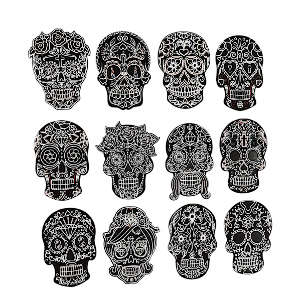36 ark Halloween-skrapmasker med dödskallemotiv, färgglada, gör-det-själv, matt beläggning, för rollspel och pyssel