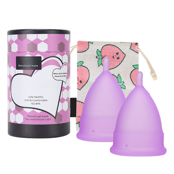 Menstruasjons originale autentiske kopper Sett Gjenbrukbar silikon menstruasjonskopp med pose BoxL