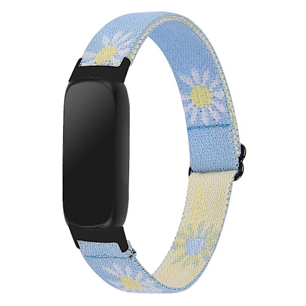 Fitbit Inspire 3 Nylon Elastisk Flettet Solo Loop Sport Watch Band Sort - 4 Blå Daisy