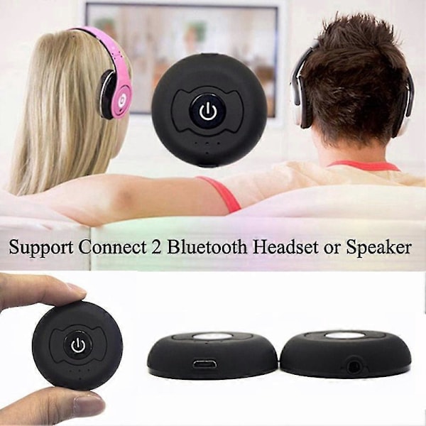 Multipoint Bluetooth 5.0 Audio Transmitter kompatibel med TV PC Tilslut 2 Hovedtelefoner 3.5Mm AUX Lav Latency Ste-B16