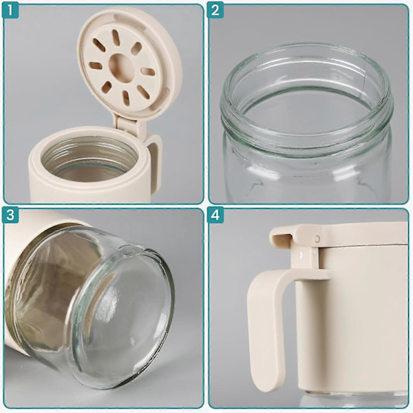 Sæt med 2 Glas Krydderiglas - Krydderiopbevaringsglas - Køkken Krydderi- og Krydderiboks
