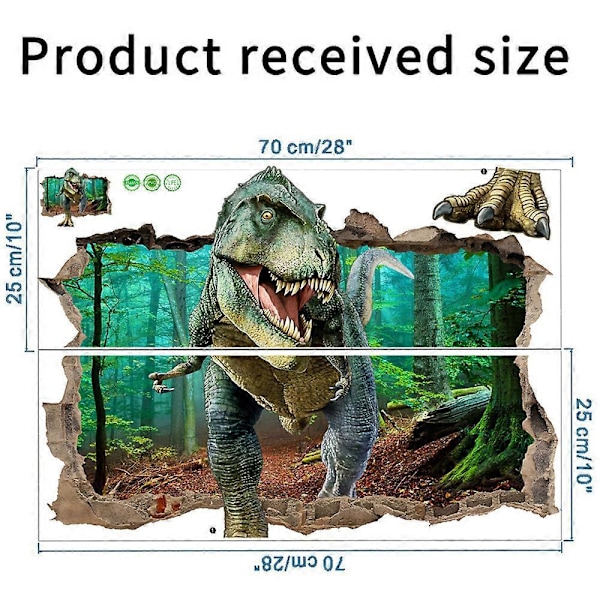 Dinosaurie Skog Väggdekaler 3D Trasiga Väggdekaler Sovrum DIY Konst Dekor
