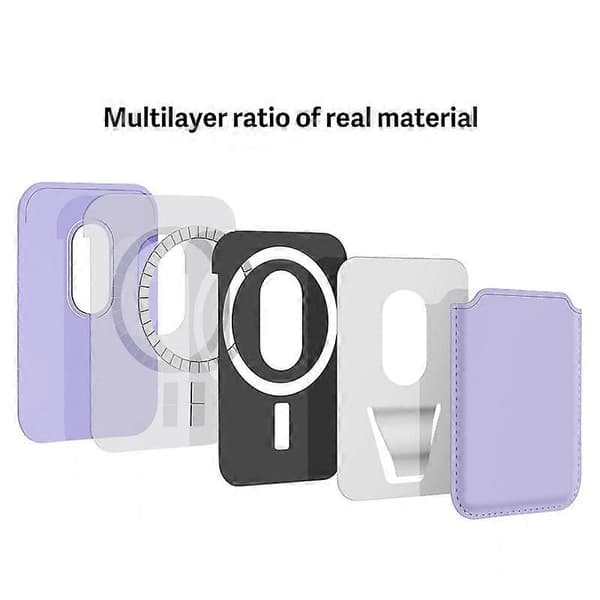 MRC040-2 Magnetic Card Holder Detachable PU Leather Wallet Compatible with MagSafe-Green Multicolo Multicolor Light Grey
