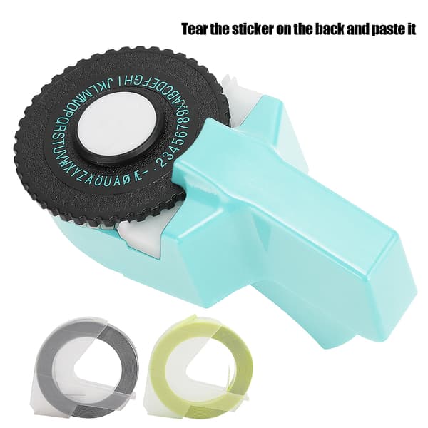 Mini Manuell Tape Maker Dekorativ Farget ABS 3D Pregingstape 9mm for Håndbok Lys Blå