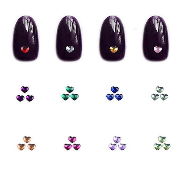 Engångs 3D Akryl Hjärta Nagelkonst Dekoration Set Smycken Ornament för Nagelkonst