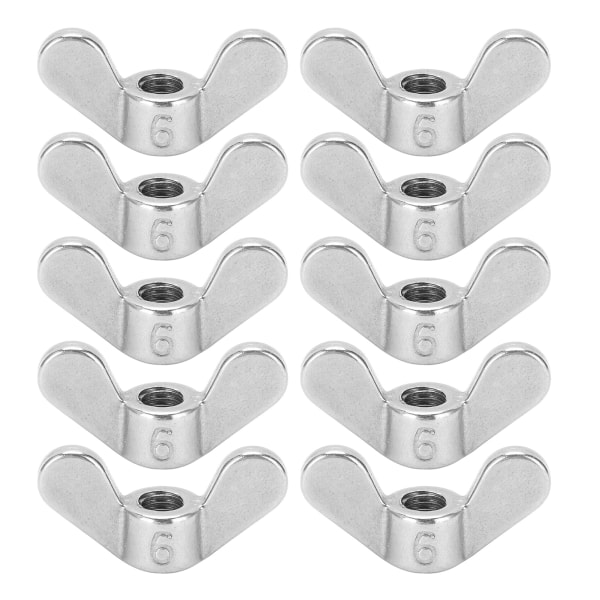 10 stk vingemuttere 304 rustfritt stål M6 sommerfuglfestedeler Assorterte sett for maskiner