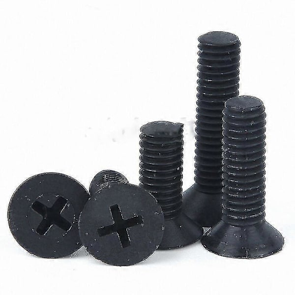 25-100 stk. M2.5 M3 M4 M5 M6 Sorte Nylon Forsænkede Skruer Plastik Phillips Flad Maskinskrue Længde 5-40mm Zekai 25 stk. M4x20mm