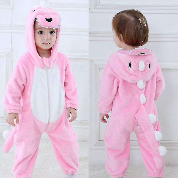 Toddler Dinosaur Huvtröja Kostym för Barn Halloween (24-30 Månader, Rosa)
