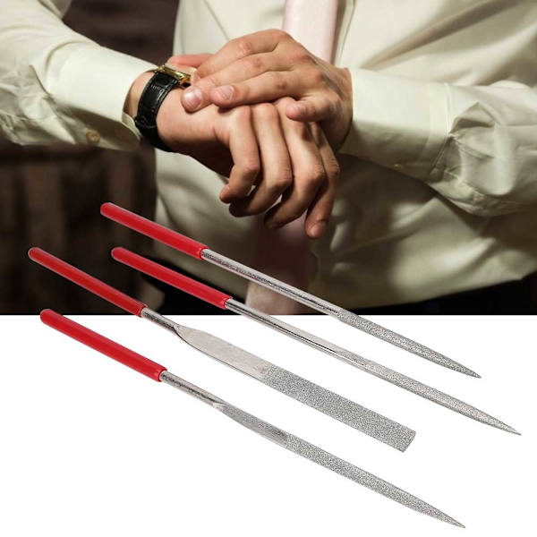 4st Multi fil Smycken Polering Bearbetning Träsnideri Metall Handfil Set