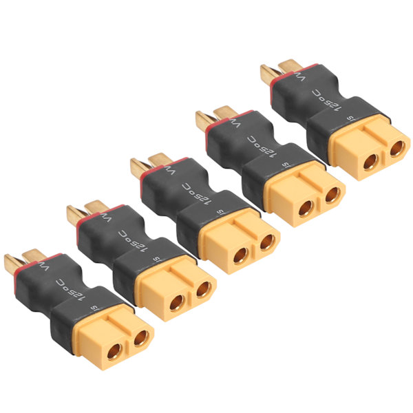 5 stk RC-flybatteriadapter TType hannkontakt XT60 hunnkontakt koblinger uten ledninger