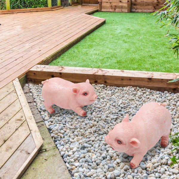 2 stk Landskap Hagemønster Gårdsplass Resin Høy Simulering Smågris Dekorasjon Dyr Gris Ornament