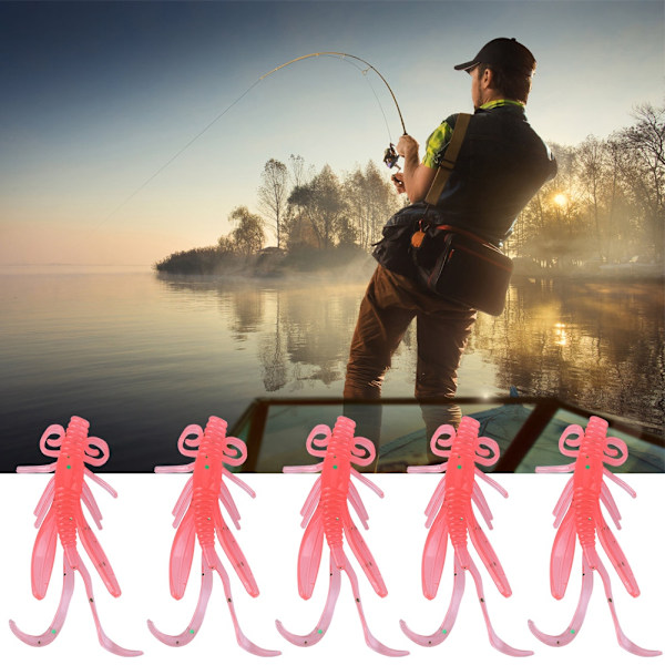 10 stk 6,2 cm myke plastfiske lokker kunstige reker agn fiskeutstyr tilbehør (rosa)