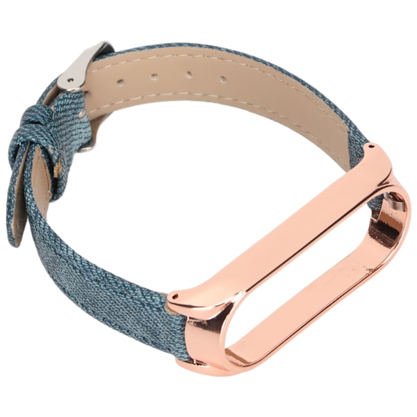 Denim mønster klokkebånd Retro håndleddsstropper erstatning for Xiaomi Mi Band 6 NFC spenne stilBlå denim gullskall