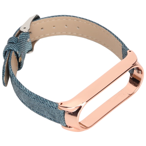 Denim mönstrade klockarmband Retro handledsremmar Ersättning för Xiaomi Mi Band 6 NFC Spänne stilBlå Denim Guld Skal