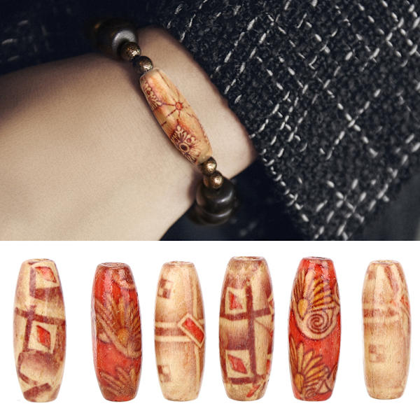 200 st DIY träpärlor oval form målad träpärla kit smyckestillverkning tillbehör 23x8mm