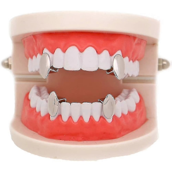 Metal Grillz Vampyr Tænder Dracula Hip Hop Grills Til Dine Tænder Sølv 4 Stk Zekai