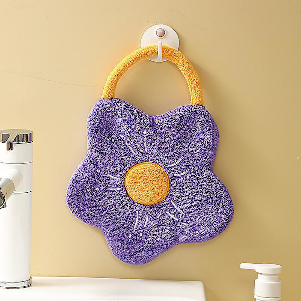Søtt Blomsterformet Hurtigtørkende Hengehåndkle - Fleece Håndkle