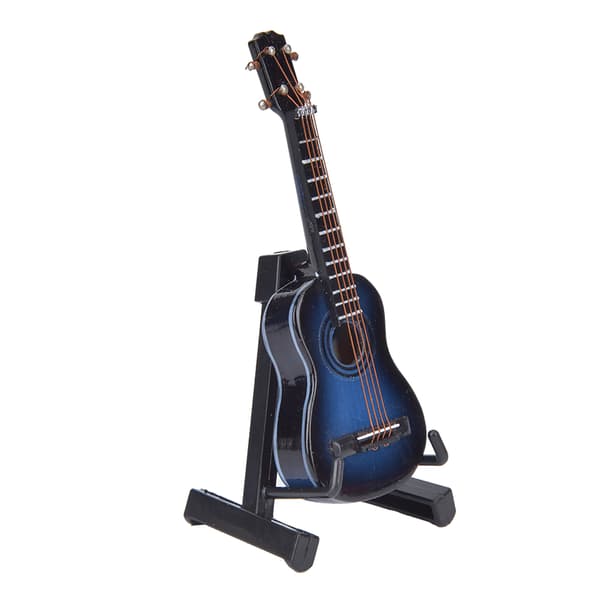 Miniatyr Klassisk Gitarr Modell Mini Trägitarr Skrivbordsdekoration Ornament Blå
