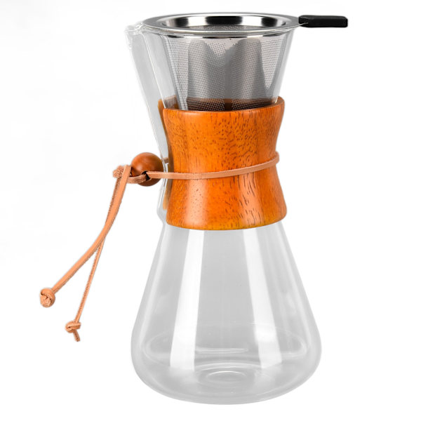 550 ml hæld-over kaffebrygger i bambus, klassisk varmebestandig glas kaffemaskine til hjemmet, kontoret og caféen