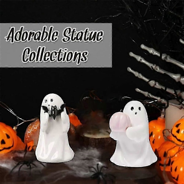 Pieni hartsista valmistettu kauhukummitusfiguuri Halloween-kummituspatsasveistos, pelottava kodin sisustus sohvapöydälle - JRSZ Kurpitsa