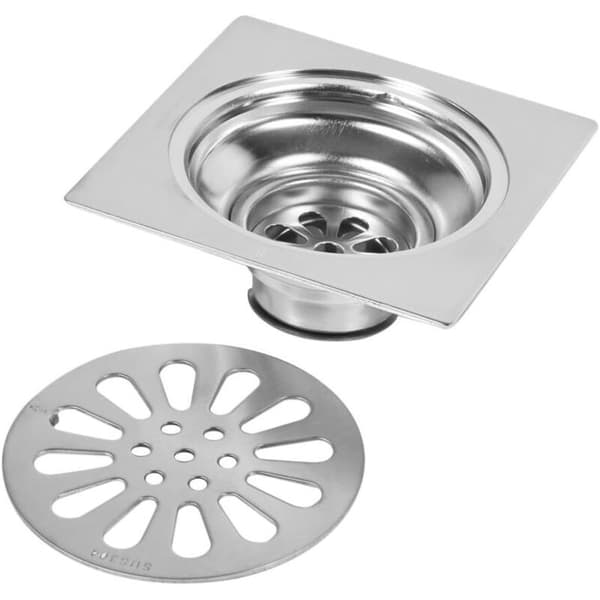 Gulvafløb - 304 rustfrit stål - 100 x 100 mm - Lugtfrit til badeværelse, køkken, garage, kælder - 1 stk.