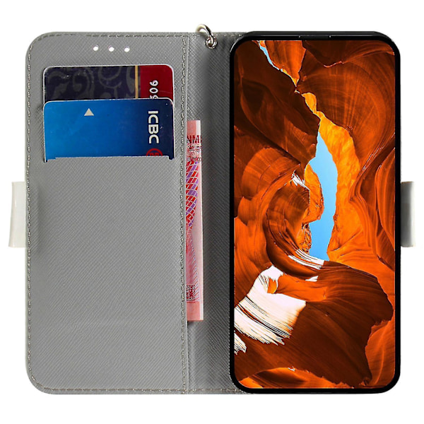 Kompatibelt Nokia C32 Mönsterdesign Foliofodral PU Läder Ställ Plånbok Telefonfodral Med Rem-1 Akvarellblommor