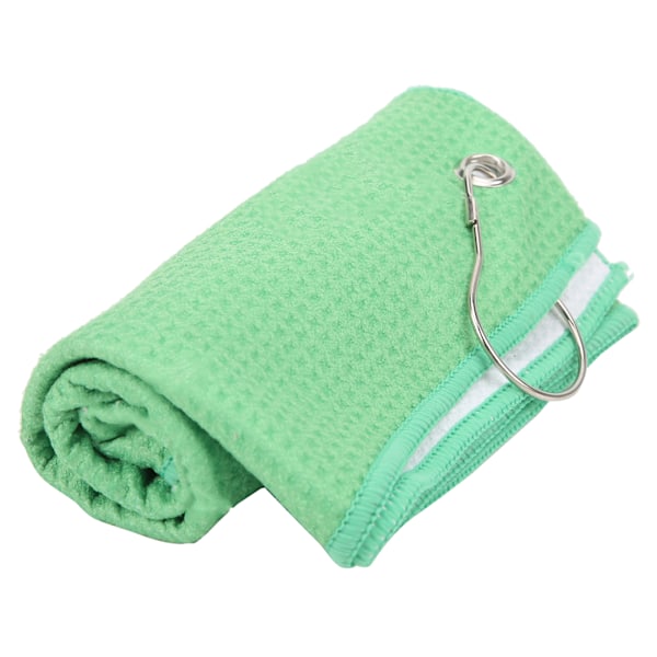 Våffelmikrofiber Golfhanddukar Rengör Klubbor Bollar Händer Rengöringshandduk med Karabinhake Grön