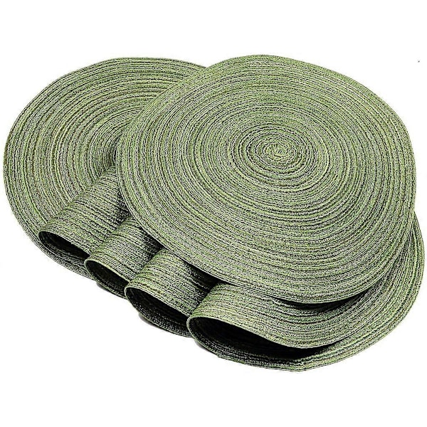 Pyöreät kudotut tabletit, 6 kpl, pestävät, pyöreät puuvillatabletit, pestävät, lämmönkestävät ja liukumattomat, halkaisija 35 cm, vihreä