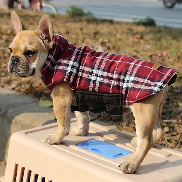 Hundefrakke Hundejakke til Hunde Hvalp, Polstret Puffer Vendbar Design Vest Regnfrakke, Rød, S (Bryst: 44-52cm, Ryg: 32cm)