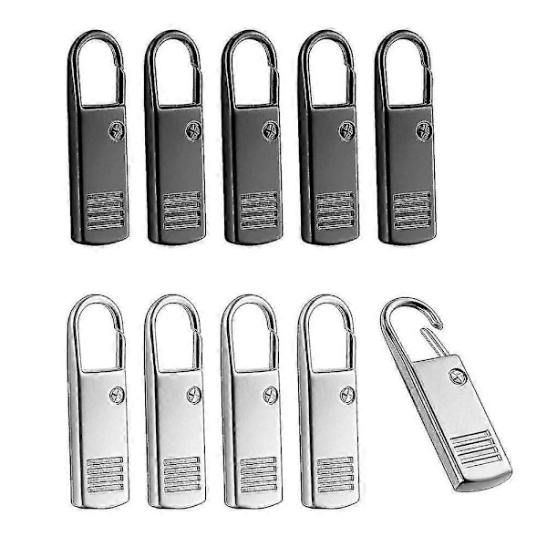 10 st Dragkedjekläpp Ersättning, Metall Dragkedja Dragare Zip Slider Förlängare Handtag Reparationssats För Su _SZXM