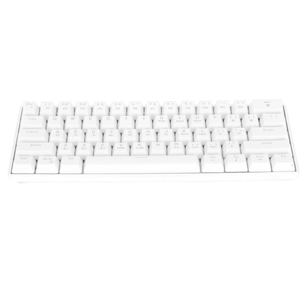 HXSJ Gamingtangentbord 61 tangenter RGB bakgrundsbelyst bärbar tre lägen trådlöst ergonomiskt mekaniskt tangentbord för hemmakontor Vit