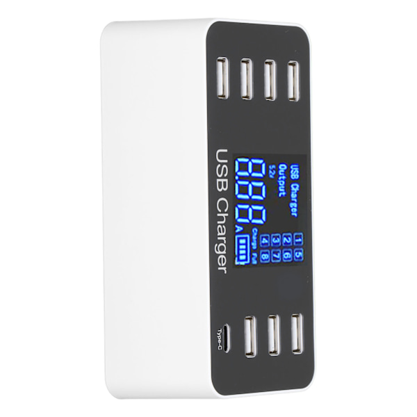 USB-laddningshubb Laddningsstation 8 portar Skrivbord Vägg med LCD-display för Smart Phone TabletUS-kontakt 100‑240V