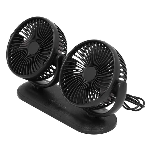 Bil Auto Ventilator 360 Grader Justerbar 3-Niveauer Luftkøling Dobbelt Hoved Lydløs USB Køler DC201