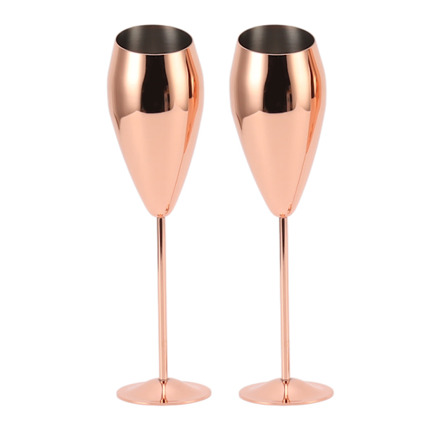2 stk kobber champagnefløytesett, robust bunn i rustfritt stål, messingbelagte champagneglass
