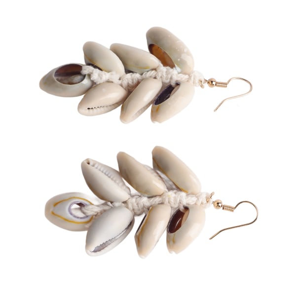 Conch Shell Øreringe Boho Style Shell Dangle Øreringe Håndvævede øreringe til kvinder piger hvid