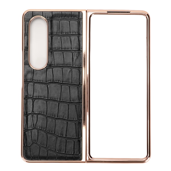 Phone case Cover för Samsung Galaxy Z Fold 4 Nanoplätering Krokodilmönster äkta läder Repsäkert Svart