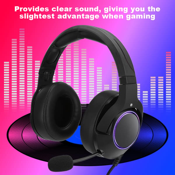 Hodebåren kablet lysende RGB gaming-headset med mikrofon for PS4