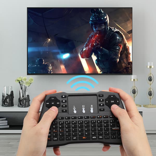 I8plus 2.4G Mini trådlöst QWERTY-tangentbord Multi Point Touchpad 3 DPI Handhållet tangentbord