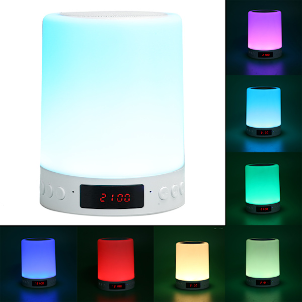Bluetooth högtalare Väckarklocka Färgglad nattljus Touch Control LED bordslampa för skrivbord
