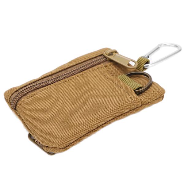 Utomhus EDC Molle-ficka Plånbok Mini Bärbar Nyckelkortfodral EDC-ficka Väska Myntväska med Karabinhake Tan