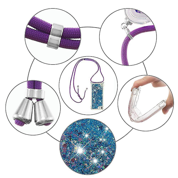 Pitkä kaulanauha Glitter Liquid Quicksand TPU -kotelo yhteensopiva Ipod Touch (2019) / Ipod Touch 6/5-D kanssa