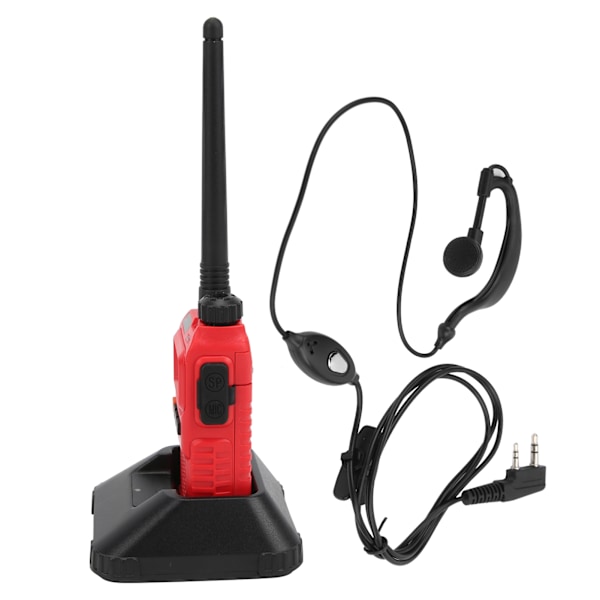 Bærbar Walkie Talkies Set Håndholdt LCD Display Walky Talky med Øretelefon 100‑240V Rød EU Plugg 100‑240V