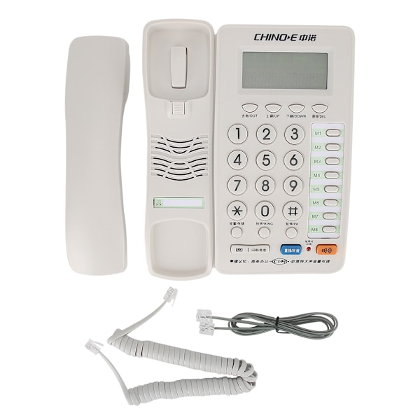 C199 Fixed Telephone Home Wired Landline Business Office Corded Phone Desk Large DisplayWhite