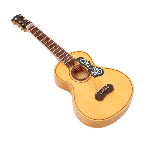 6.69in Miniatyr Gitarr Dekoration Hantverk Lindträ Mini Akustisk Gitarr med Ställ för Examensceremoni