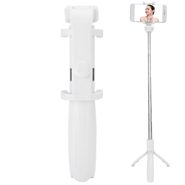 L01 Justerbar Selfie Stick med Bluetooth - Hvid