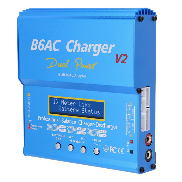 Balanceoplader og aflader i intelligent aluminiumslegering med ladekabel 80W 7A B6AC V2Blue EU-stik 220V