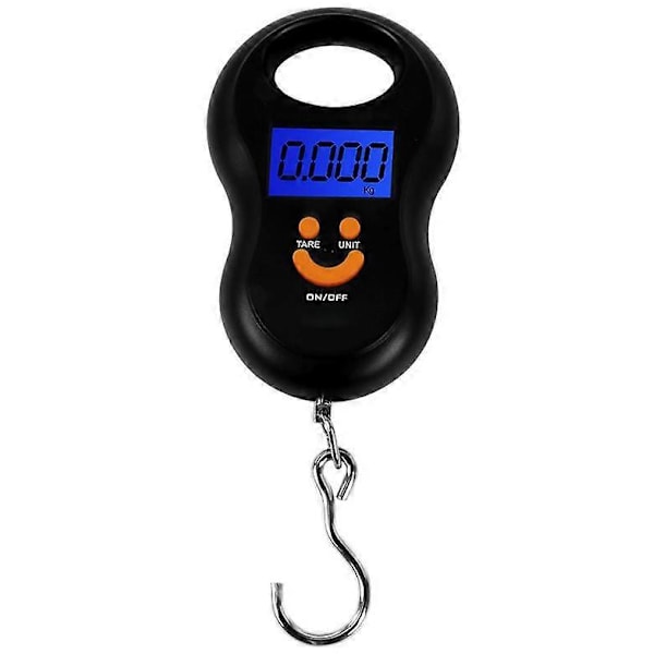 Svart Bärbar 50kg LCD Digital Hängande Vikt Elektronisk Bagagevåg för Resor, Shopping eller Utomhusaktiviteter.